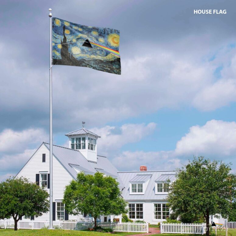Starry Night Dark Side Of The Moon Van Gogh Pink Floyd Flag