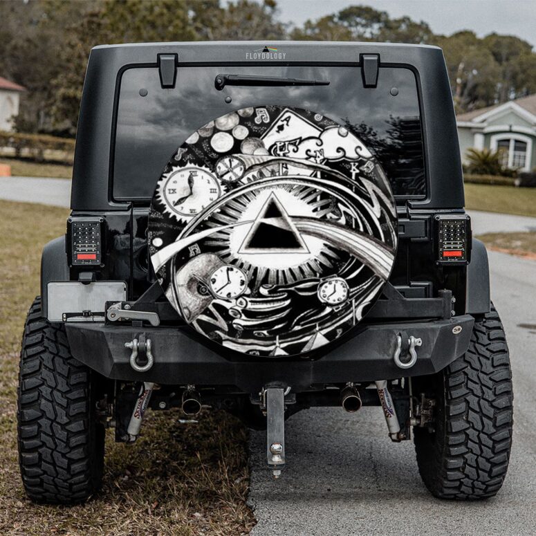 DSOTM Time Division Bell Sketch Artwork Pink Floyd Spare Tire Cover