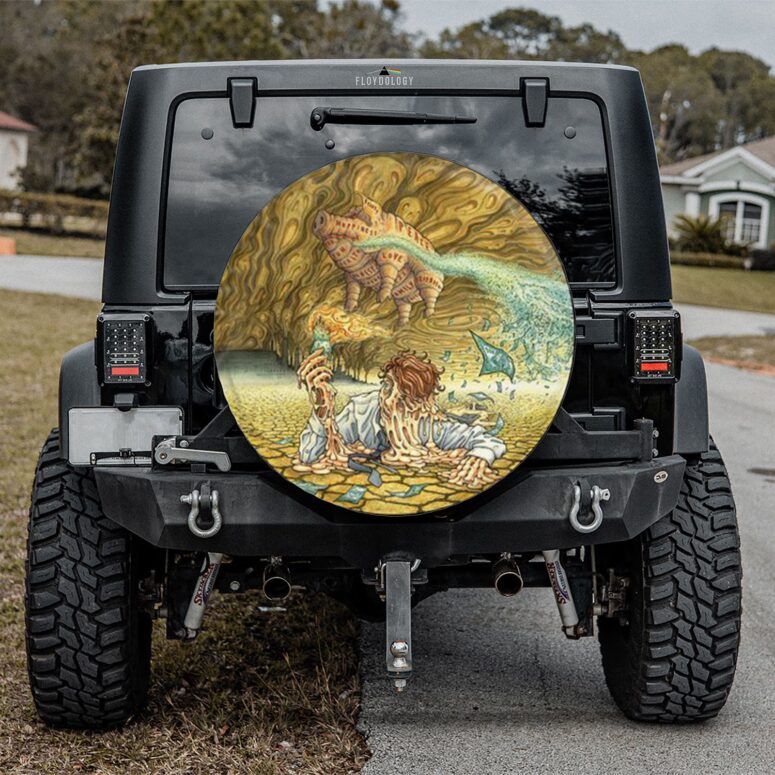 Money Hand Illustration Artwork Pink Floyd Spare Tire Cover