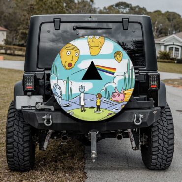 Rick and Morty Looking to DSOTM Pink Floyd Spare Tire Cover