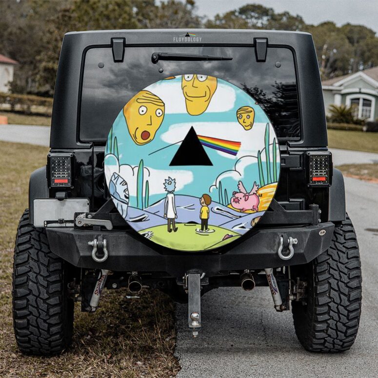 Rick and Morty Looking to DSOTM Pink Floyd Spare Tire Cover