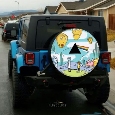 Rick and Morty Looking to DSOTM Pink Floyd Spare Tire Cover