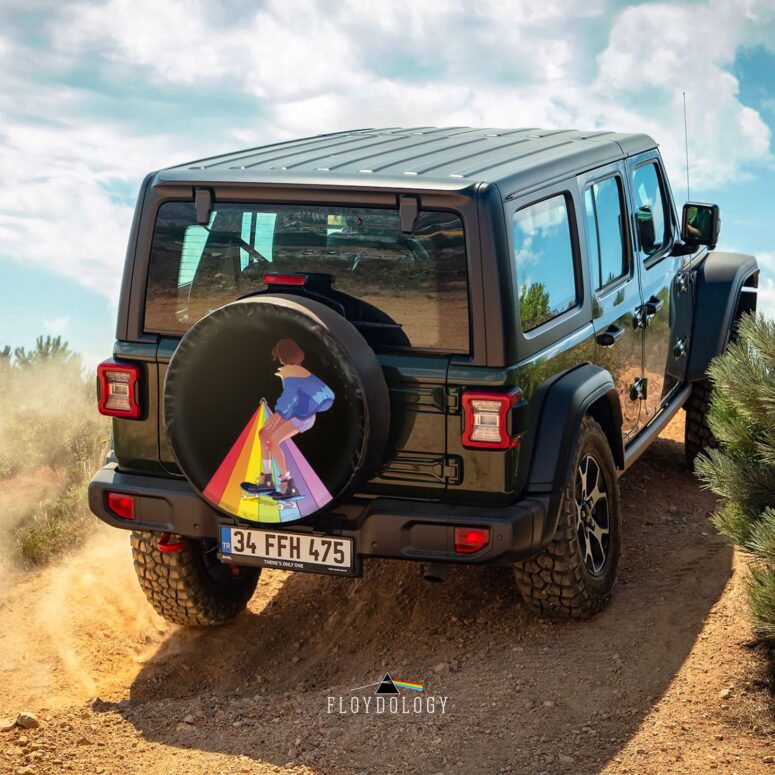 Moving to DSOTM Skate Board Pink Floyd Spare Tire Cover Moving to DSOTM Skate Board Pink Floyd Spare Tire Cover