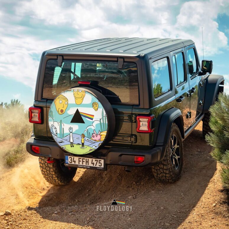 Rick and Morty Looking to DSOTM Pink Floyd Spare Tire Cover