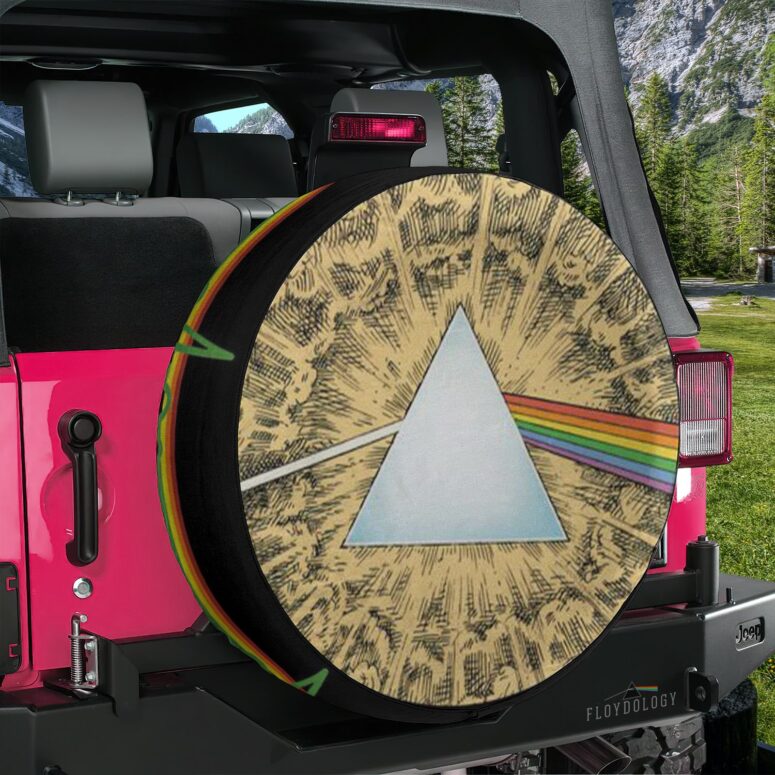 Dark Side Of The Moon Cartoon Style Pink Floyd Spare Tire Cover