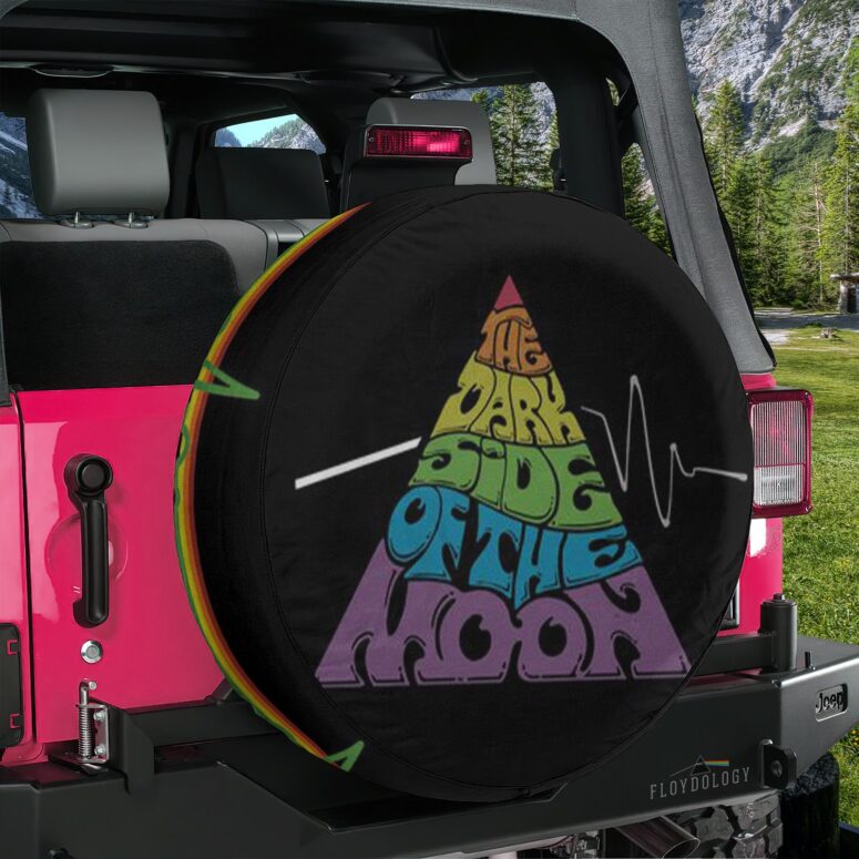 Pink Floyd Dark Side Pyramid Typography Spare Tire Cover