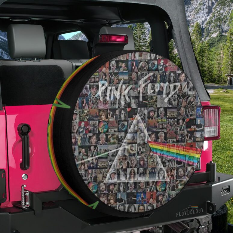 Pink Floyd Photo Mosaic Print Art of All Things Spare Tire Cover