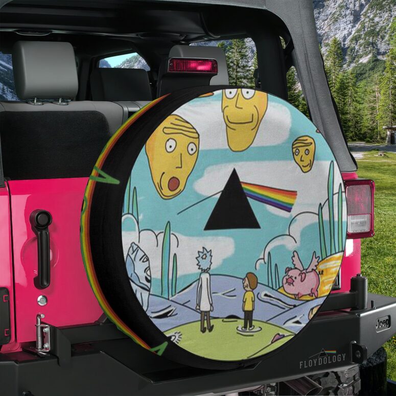 Rick and Morty Looking to DSOTM Pink Floyd Spare Tire Cover
