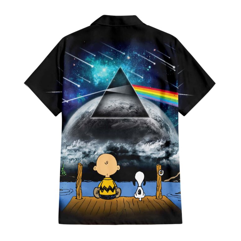 Snoopy And Charlie Brown Looking Dark Side Of The Moon Pink Floyd Hawaiian Shirt