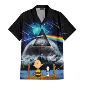 Snoopy And Charlie Brown Looking Dark Side Of The Moon Hawaiian Shirt Front - OtherBrick