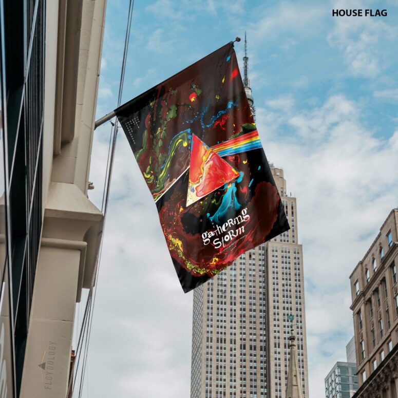 Storm Thorgerson Dark Side Pyramid Pink Floyd Vertical House Flag
