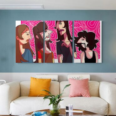 Pink Floyd Band Cartoon Art Canvas