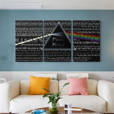 Pink Floyd Lyric Collage Prism Vintage Canvas