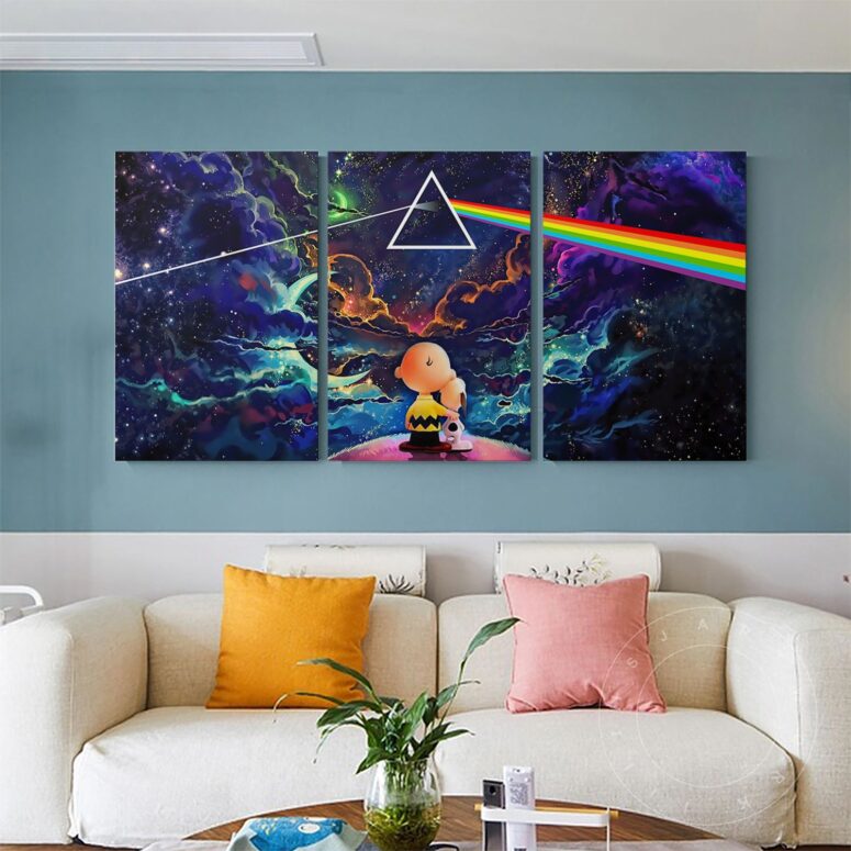 Snoopy and Charlie Brown Dark Side Of The Moon Pink Floyd Canvas Snoopy and Charlie Brown Dark Side Of The Moon Pink Floyd Canvas