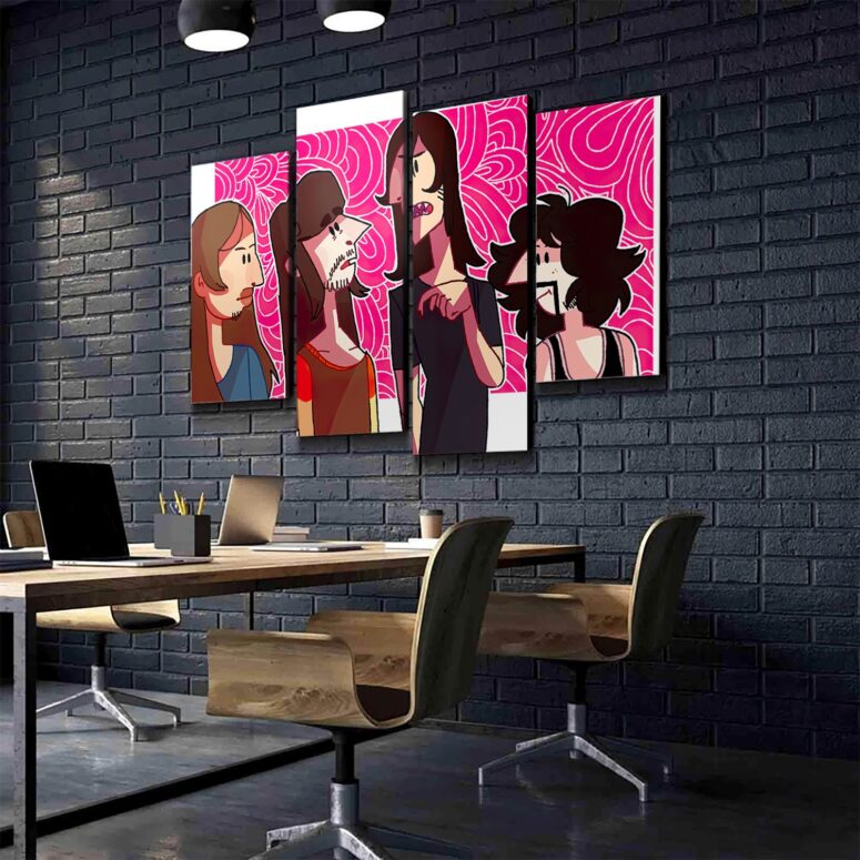 Pink Floyd Band Cartoon Art Canvas Pink Floyd Band Cartoon Art Canvas