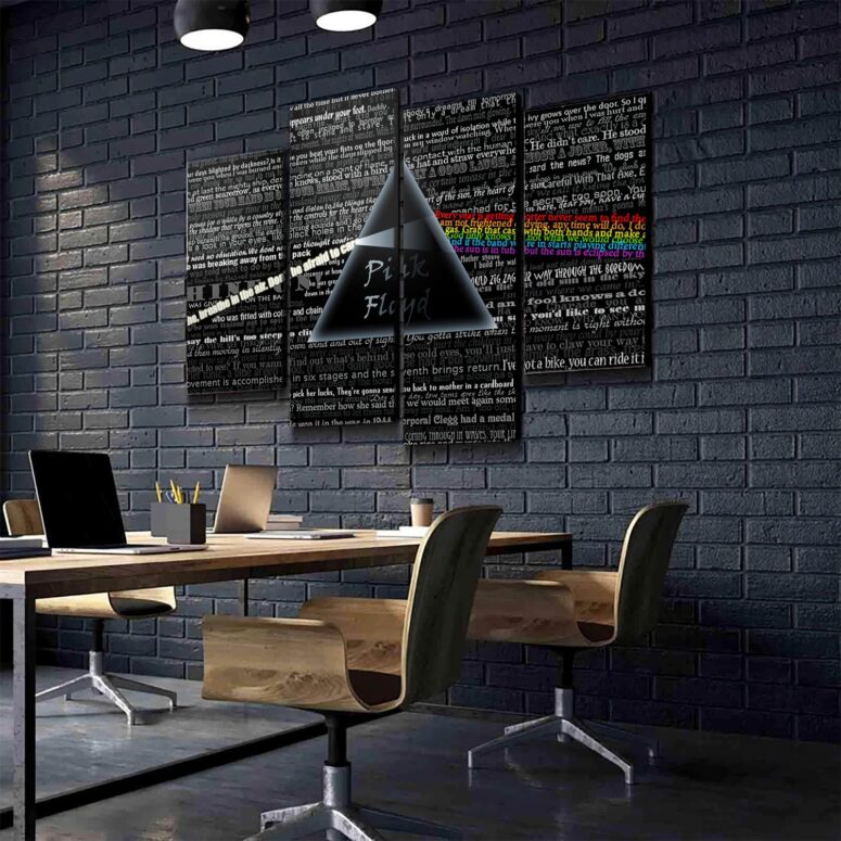 Pink Floyd Lyric Collage Prism Vintage Canvas