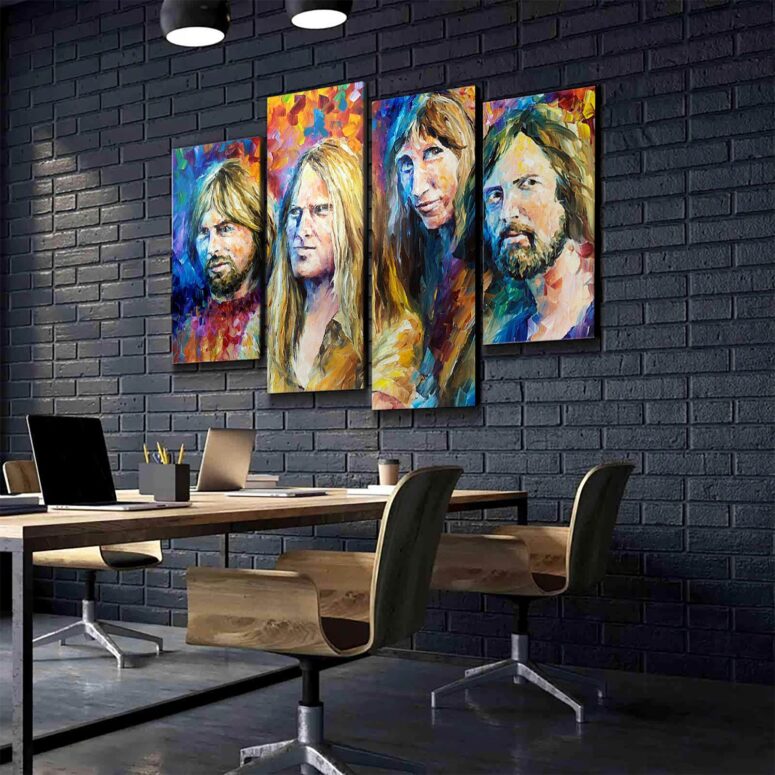 Pink Floyd Members Water Color Art Canvas
