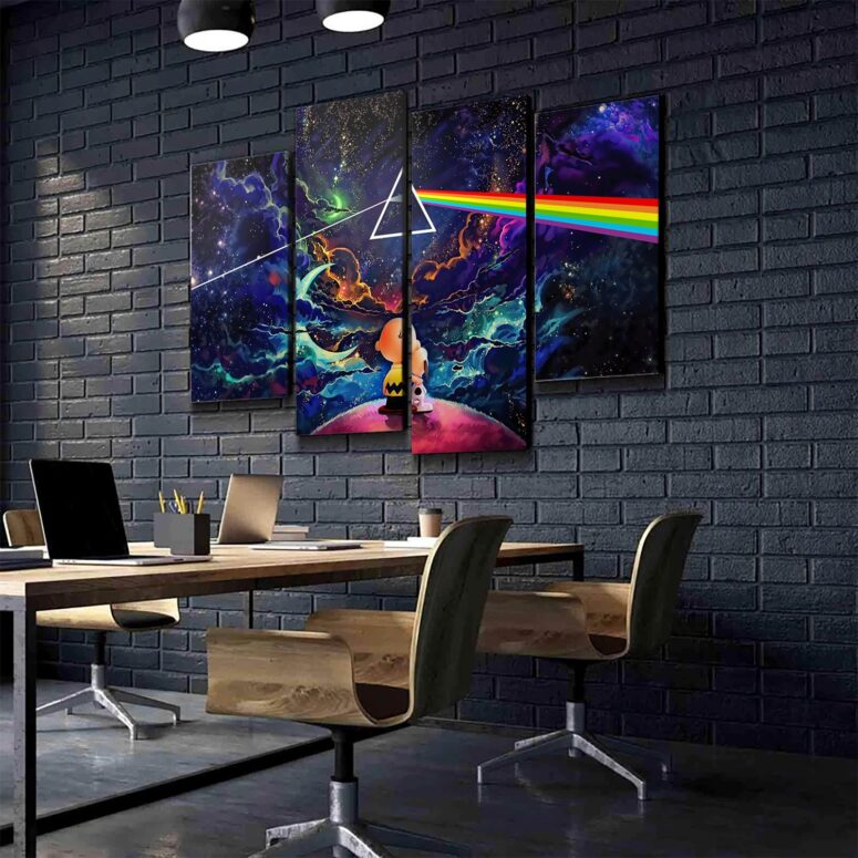 Snoopy and Charlie Brown Dark Side Of The Moon Pink Floyd Canvas Snoopy and Charlie Brown Dark Side Of The Moon Pink Floyd Canvas