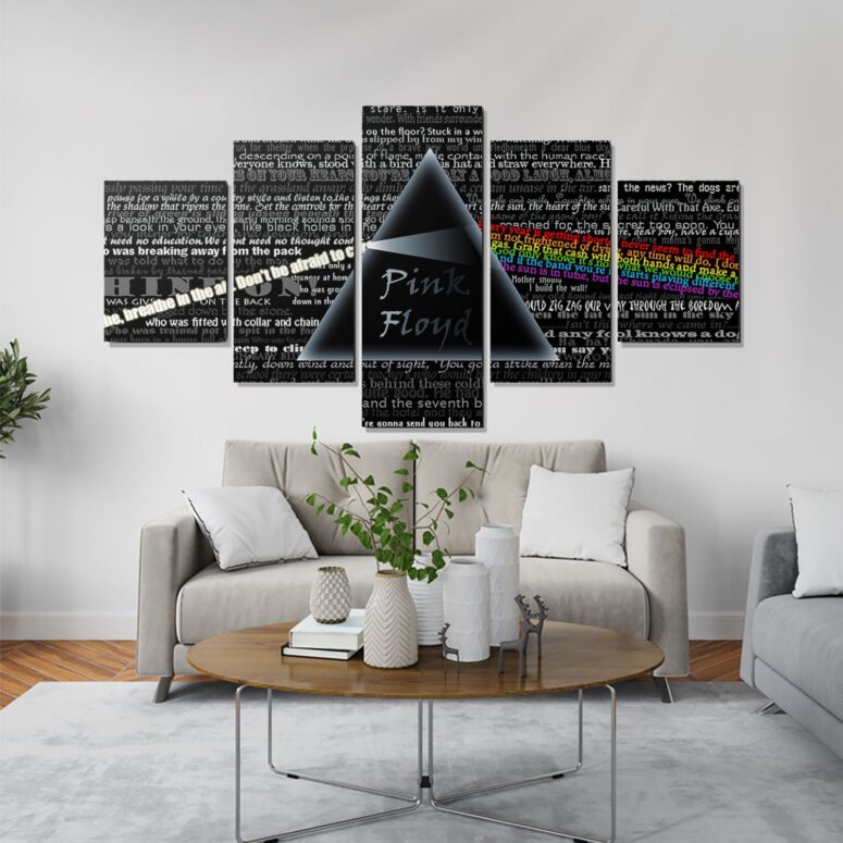 Pink Floyd Lyric Collage Prism Vintage Canvas