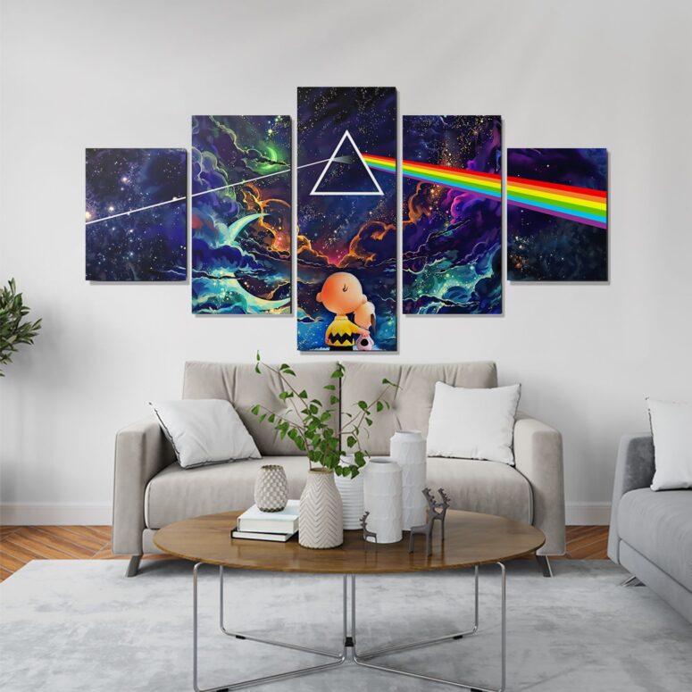 Snoopy and Charlie Brown Dark Side Of The Moon Pink Floyd Canvas Snoopy and Charlie Brown Dark Side Of The Moon Pink Floyd Canvas