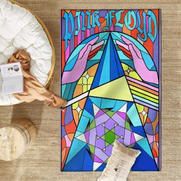 Pink Floyd Band Stained Glass Colorful Rug Pink Floyd Band Stained Glass Colorful Rug