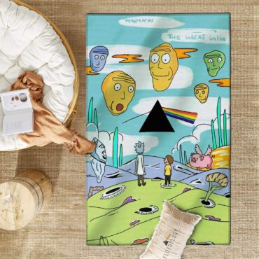Rick and Morty Looking to DSOTM Pink Floyd Rug