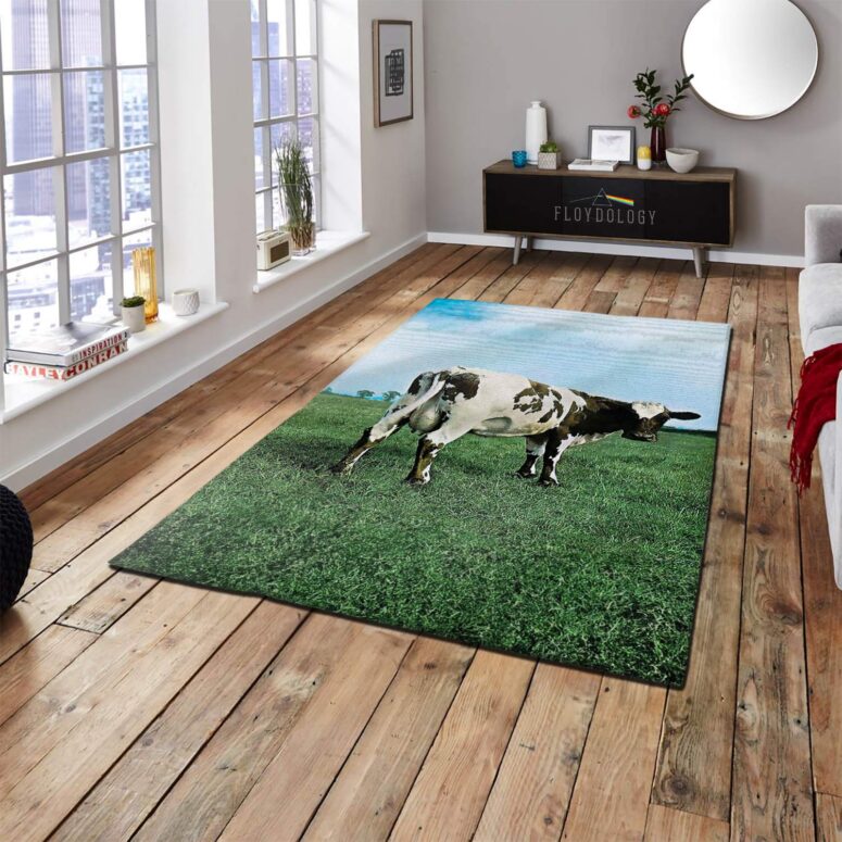 Atom Heart Mother Cow in a field Pink Floyd Rug Atom Heart Mother Cow in a field Pink Floyd Rug