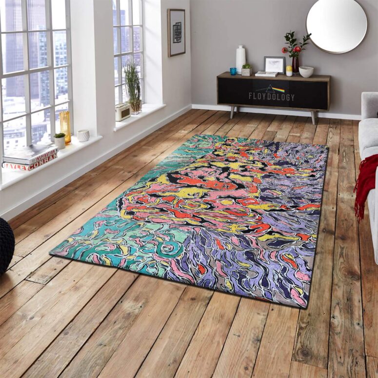 Atom Heart Mother Cow Psychedelic Painting Pink Floyd Rug