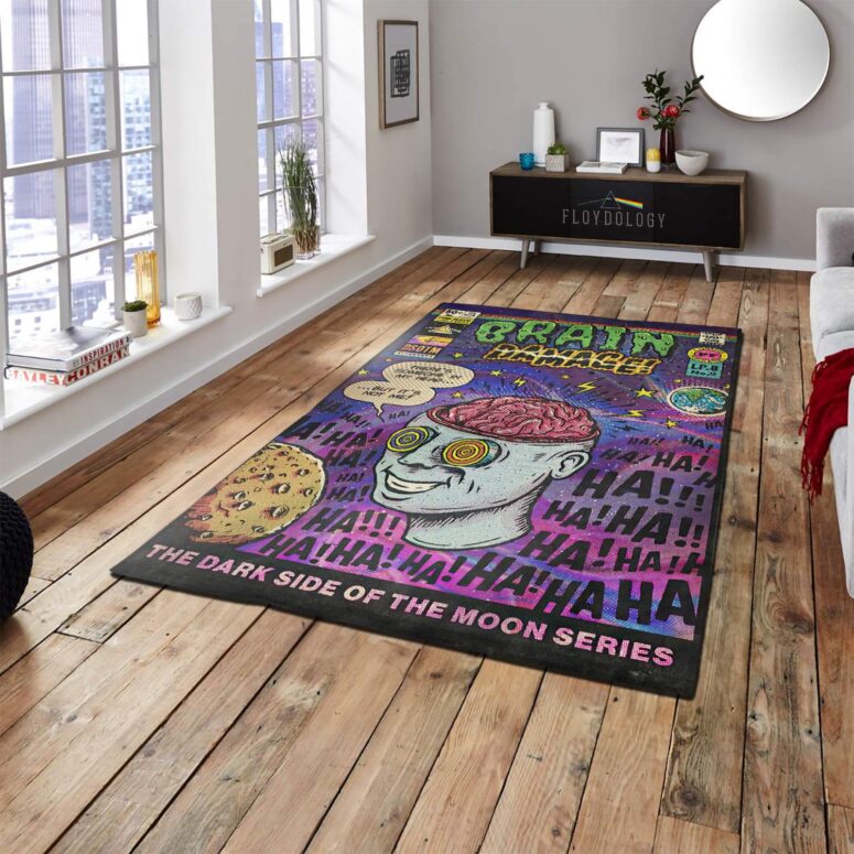 Brain Damage DSOTM Vintage Pop Art Pink Floyd Rug