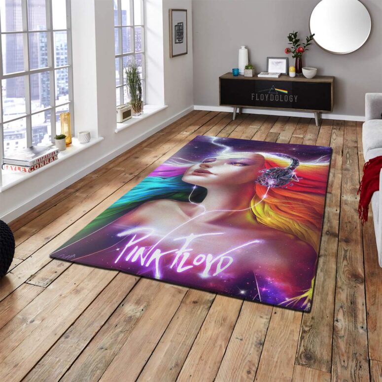 Gorgeous Girl Listen to Pink Floyd Art Rug
