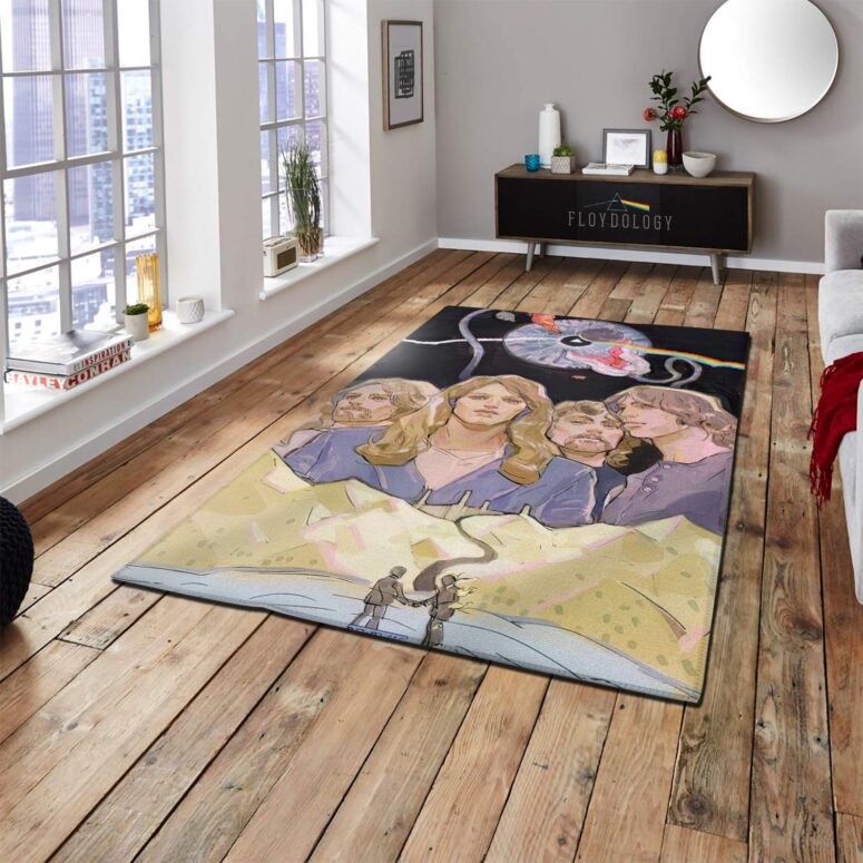Pink Floyd Band DSOTM Drawing Art Rug Pink Floyd Band DSOTM Drawing Art Rug