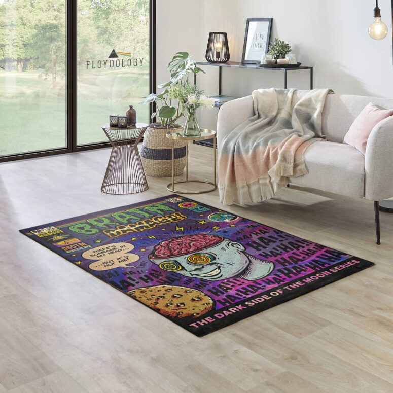 Brain Damage DSOTM Vintage Pop Art Pink Floyd Rug