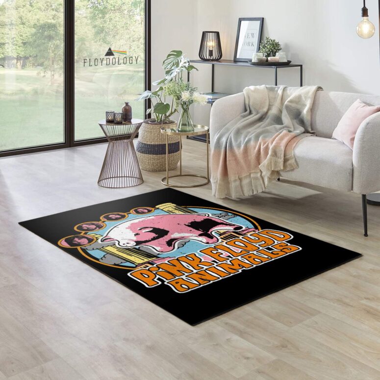 Pink Floyd Animals Pig Can Fly Album Cover Drawing Art Rug Pink Floyd Animals Pig Can Fly Album Cover Drawing Art Rug