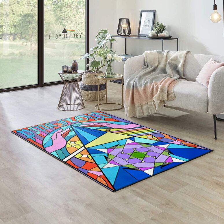 Pink Floyd Band Stained Glass Colorful Rug Pink Floyd Band Stained Glass Colorful Rug