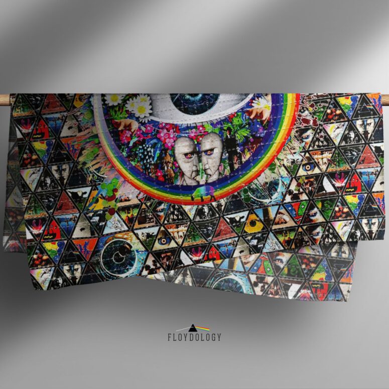 Album Cover Ring Collage Blotter Art - Pink Floyd Poly Scarf