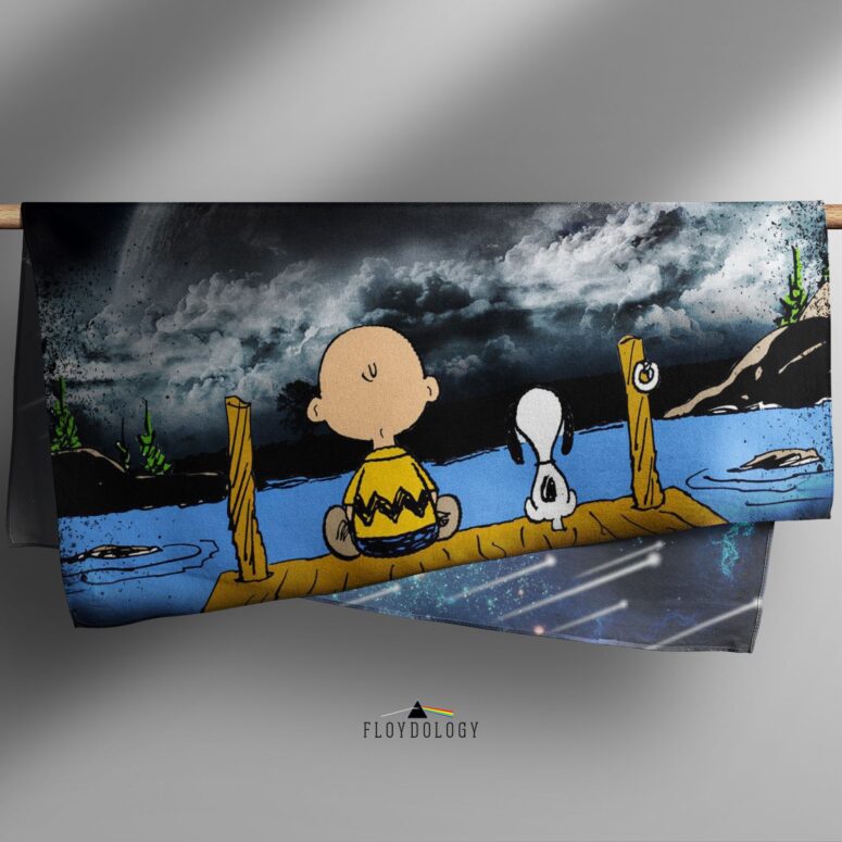 Snoopy And Charlie Brown Looking Dark Side Of The Moon Pink Floyd Poly Scarf Snoopy And Charlie Brown Looking Dark Side Of The Moon Pink Floyd Poly Scarf
