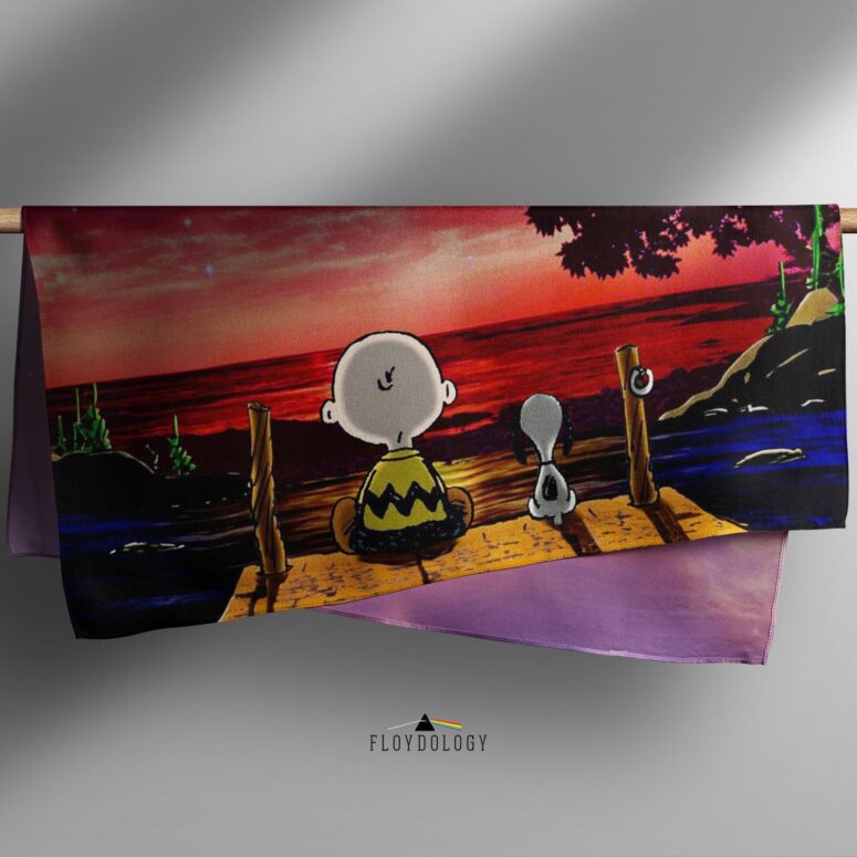 Snoopy Dark side of the moon eclipse Pink Floyd Poly Scarf