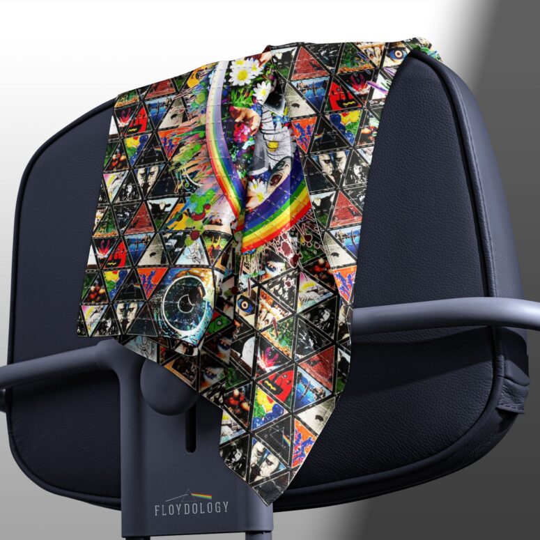 Album Cover Ring Collage Blotter Art - Pink Floyd Poly Scarf