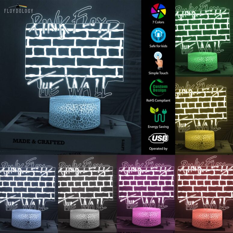 Pink Floyd The Wall Typography Art Night Lamp
