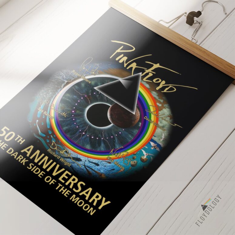 Pink Floyd Dark Side Of The Moon 50th Anniversary Signed Custom Year Poster Pink Floyd Dark Side Of The Moon 50th Anniversary Signed Custom Year Poster