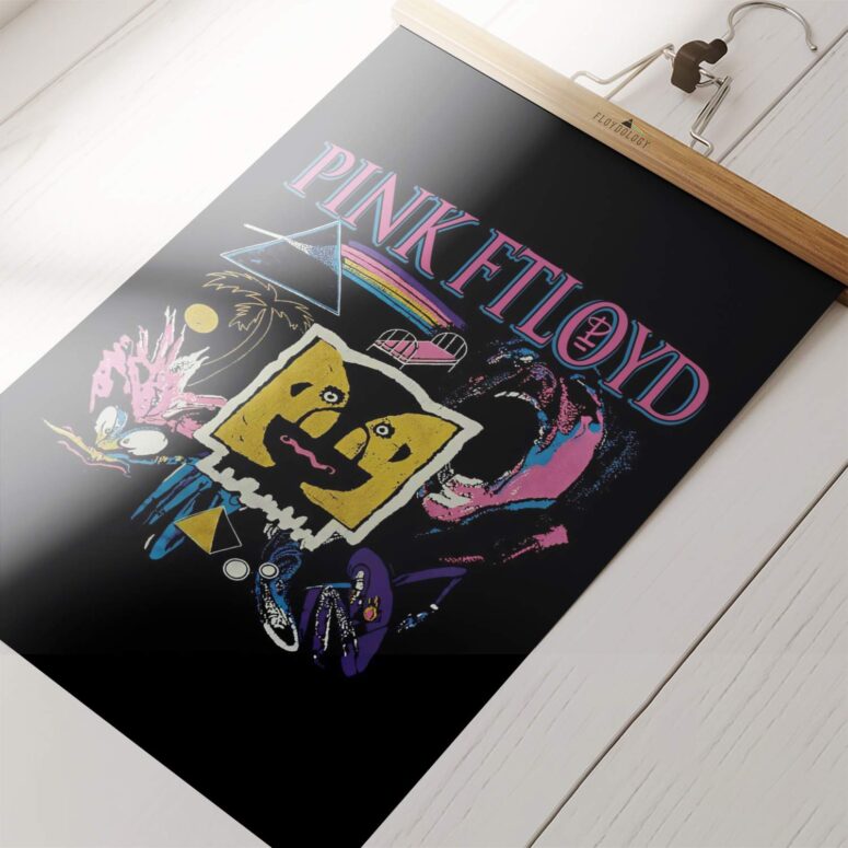 Vintage 1994 Pink Floyd The Division Bell Tour Drawing Art Poster