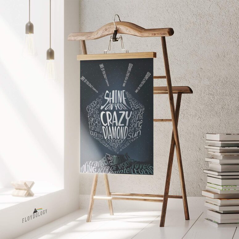 Caligrama Shine On You Crazy Diamond Pink Floyd Poster Caligrama Shine On You Crazy Diamond Pink Floyd Poster