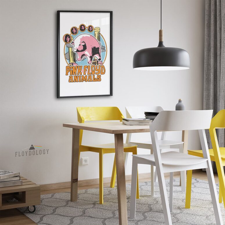Pink Floyd Animals Pig Can Fly Album Cover Drawing Art Poster Pink Floyd Animals Pig Can Fly Album Cover Drawing Art Poster