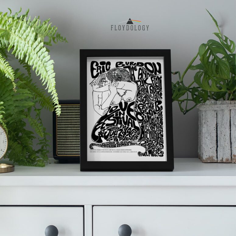 Eric Burdon The Animals 1967 Typography Pink Floyd Poster