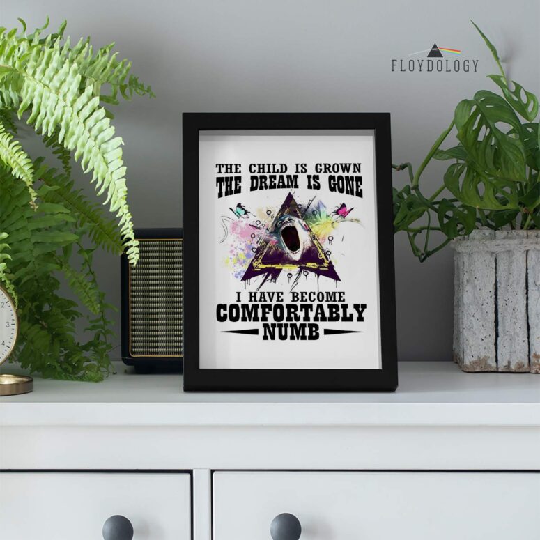 The Dream Is Gone And I Have Become Comfortably Numb Typo Art Pink Floyd Poster