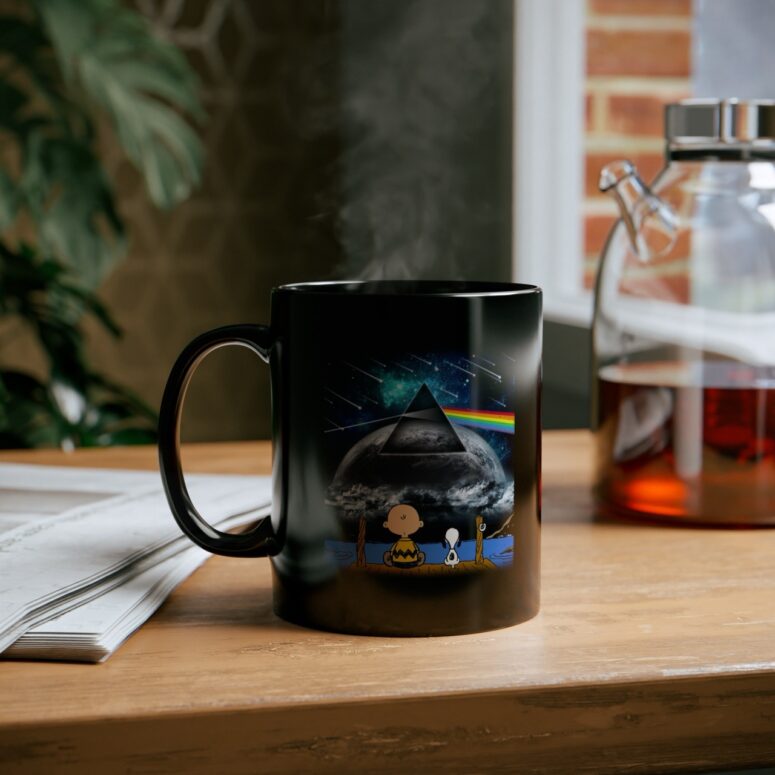 Snoopy And Charlie Brown Looking Dark Side Of The Moon Pink Floyd Mug