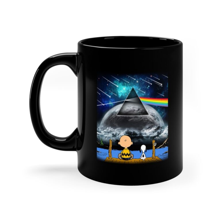 Snoopy And Charlie Brown Looking Dark Side Of The Moon Pink Floyd Mug