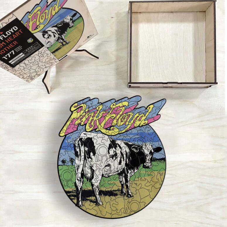 Atom Heart Mother - Cow Pink Floyd Wooden Album Icon Jigsaw Puzzle