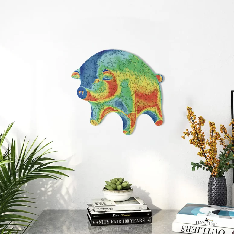 Hologram Floating Pig - Pink Floyd Wooden Album Icon Jigsaw Puzzle
