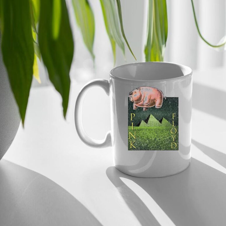 Pink Floyd Animals Meets The Pyramids Distressed White Mug